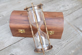 Brass antique 6 inch sand timer hourglass with wooden box